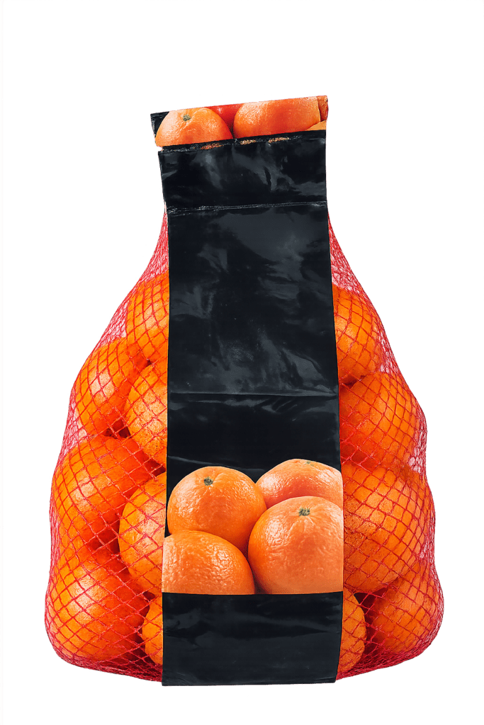 Girsack de naranjas con malla para gran distribución y supermercados